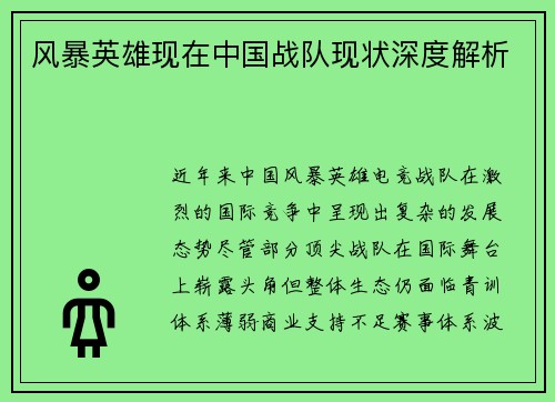 风暴英雄现在中国战队现状深度解析